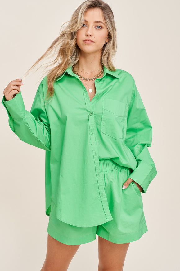 Green Oversized Button Shirt