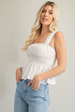 Solid White Smocked Top
