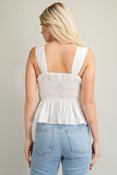 Solid White Smocked Top